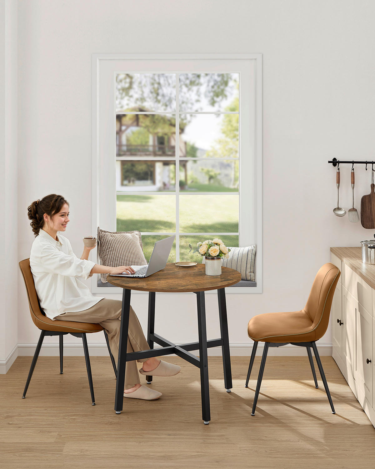 ESSTISCH Braun, Schwarz  - Schwarz/Braun, Trend, Holzwerkstoff/Metall (80/75/80cm) - MID.YOU