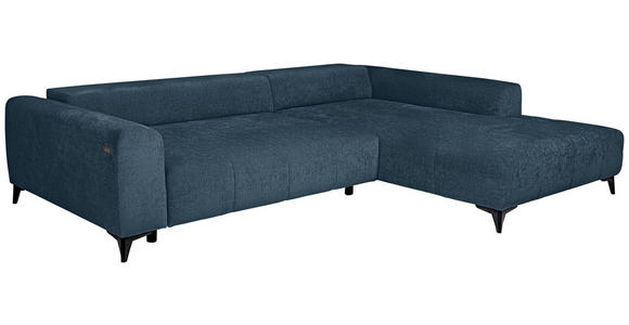 ECKSOFA  in Chenille Blau  279/222 cm  - Blau/Schwarz, KONVENTIONELL, Kunststoff/Textil (279/222cm) - Hom`in