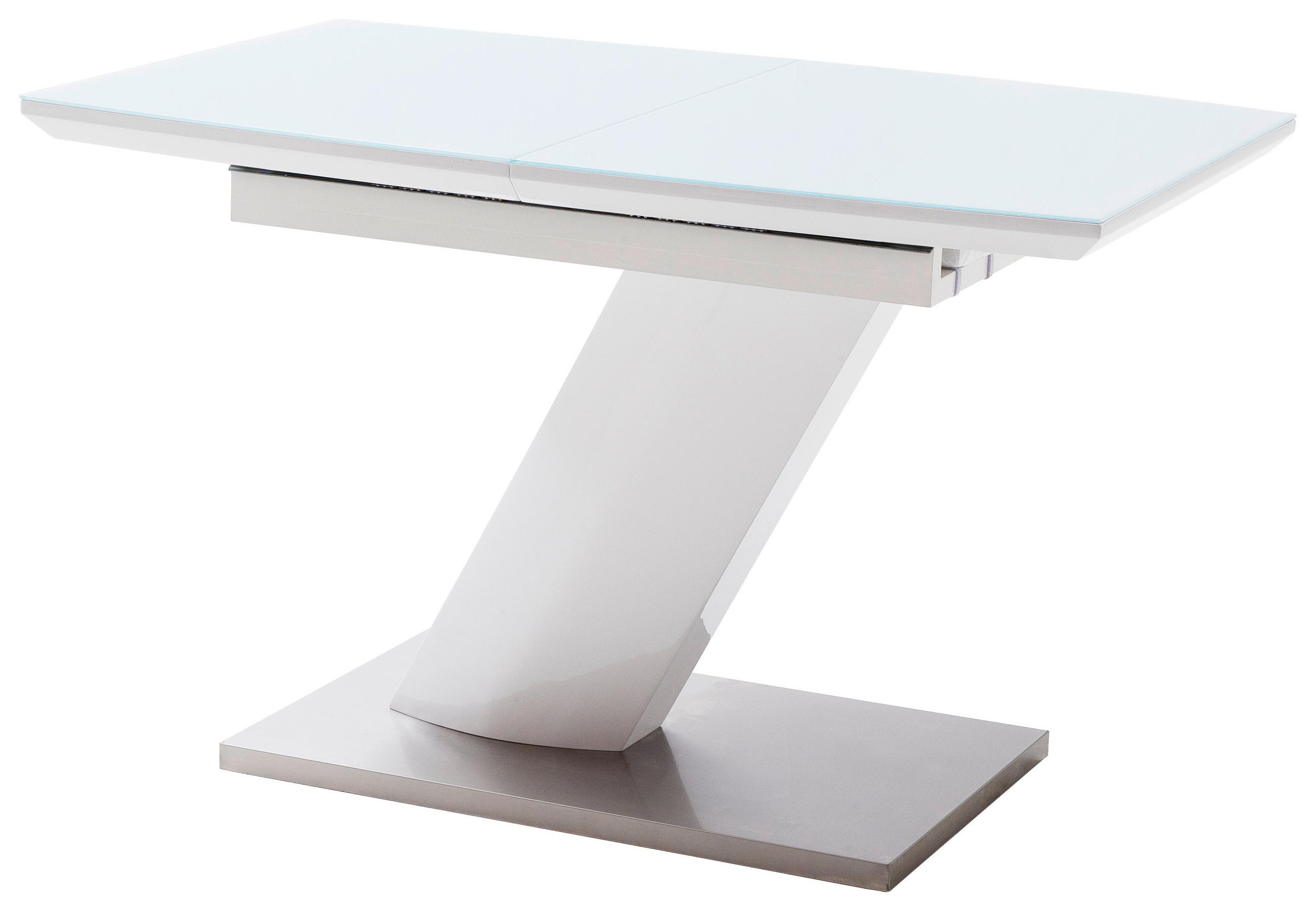 ESSTISCH in Metall, Glas, Holzwerkstoff 140-180/80/76 cm  - Edelstahlfarben/Weiß, Design, Glas/Holzwerkstoff (140-180/80/76cm) - Livetastic