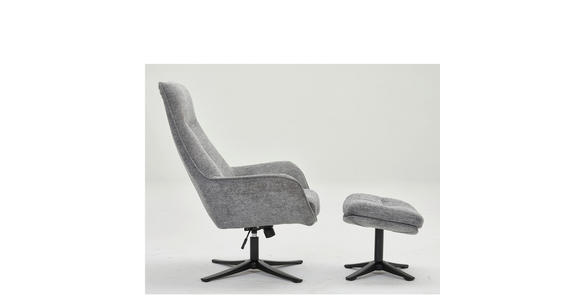 RELAXSESSELSET Webstoff Relaxfunktion, Hocker - Schwarz/Grau, Design, Textil/Metall (73/108/83cm) - Cantus
