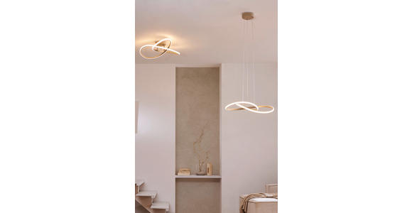 LED-HÄNGELEUCHTE - Sandfarben/Chromfarben, Design, Kunststoff/Metall (55cm) - Novel