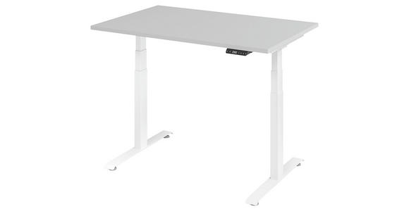 SCHREIBTISCH 120/80/64,5-129,5 cm Grau, Weiß höhenverstellbar  - Weiß/Grau, KONVENTIONELL, Holzwerkstoff/Metall (120/80/64,5-129,5cm) - Venda