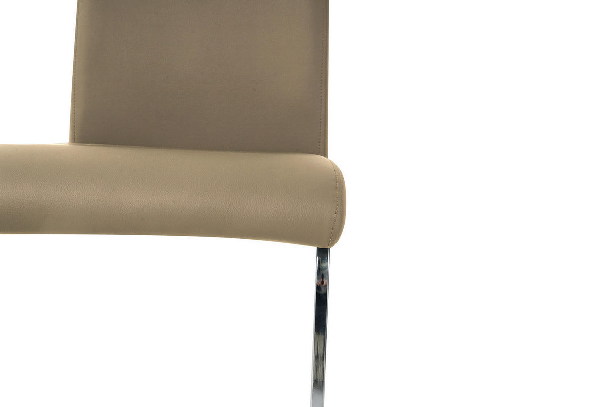 STUHL-SET 2 Stück  in Lederlook Kunststoff, Textil  - Taupe/Silberfarben, Design, Kunststoff/Textil (42/101/58cm) - Livetastic