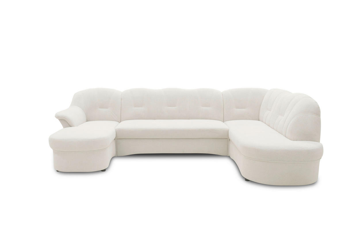 WOHNLANDSCHAFT FLORES FK Creme Mikrofaser  - Creme/Schwarz, KONVENTIONELL, Kunststoff/Textil (293/84/182cm) - MID.YOU