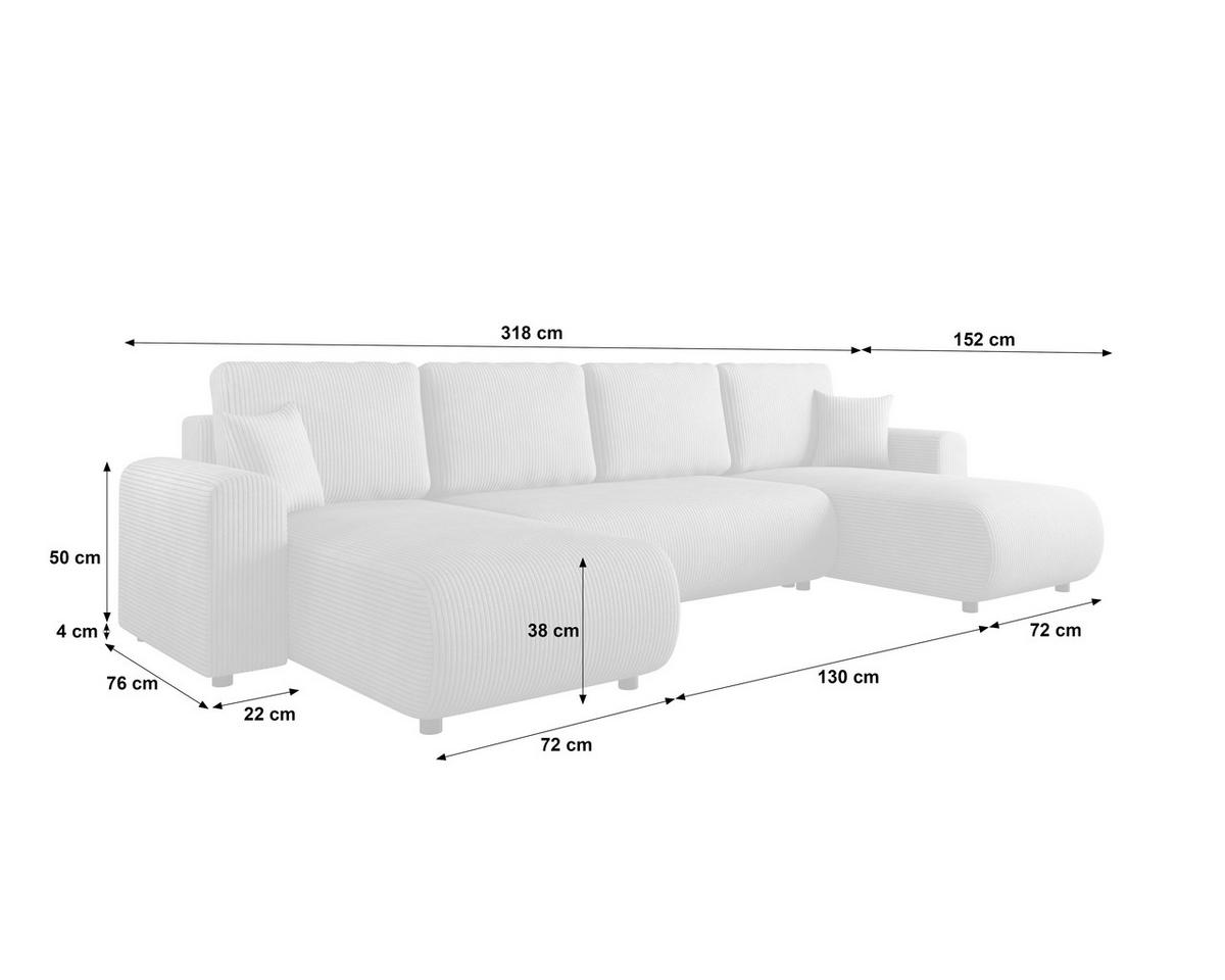 WOHNLANDSCHAFT Anthrazit Cord  - Anthrazit/Schwarz, KONVENTIONELL, Textil (152/318/152cm) - Xora