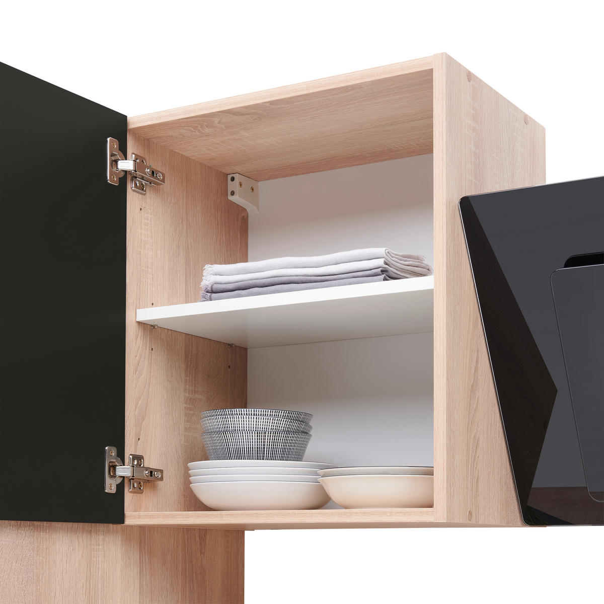 KÜCHENBLOCK 310 cm   in Schwarz, Eichefarben  - Eichefarben/Schwarz, Basics, Holzwerkstoff (310cm) - Respekta