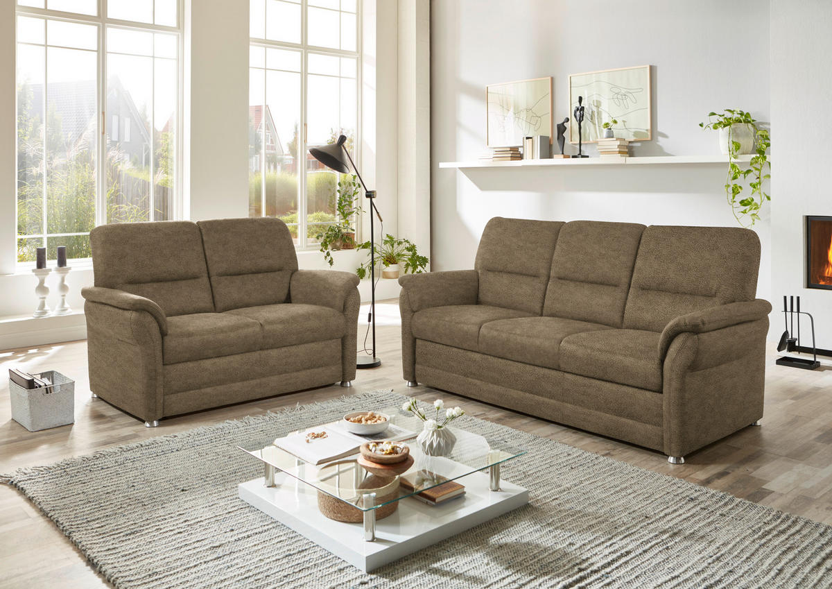 SITZGARNITUR Mikrofaser Grün  - Alufarben/Grün, KONVENTIONELL, Textil/Metall (192/96/89cm) - Beldomo Comfort