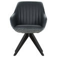 ARMLEHNSTUHL  Sitzfläche 360° drehbar, automatische Rückholfunktion Chenille, Lederlook  - Eichefarben/Anthrazit, KONVENTIONELL, Holz/Textil (60/83/65cm) - Ambia Home