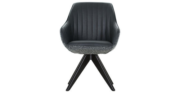 ARMLEHNSTUHL  Sitzfläche 360° drehbar, automatische Rückholfunktion Chenille, Lederlook  - Eichefarben/Anthrazit, KONVENTIONELL, Holz/Textil (60/83/65cm) - Ambia Home