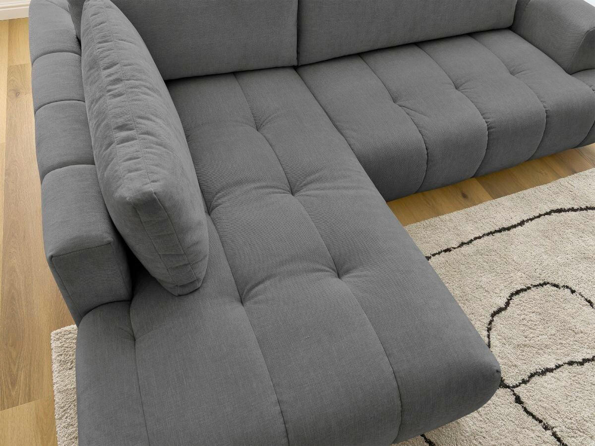 ECKSCHLAFSOFA FUJI Leinenoptik Dunkelgrau  inkl.  - Dunkelgrau/Schwarz, MODERN, Kunststoff/Textil (204/282cm)