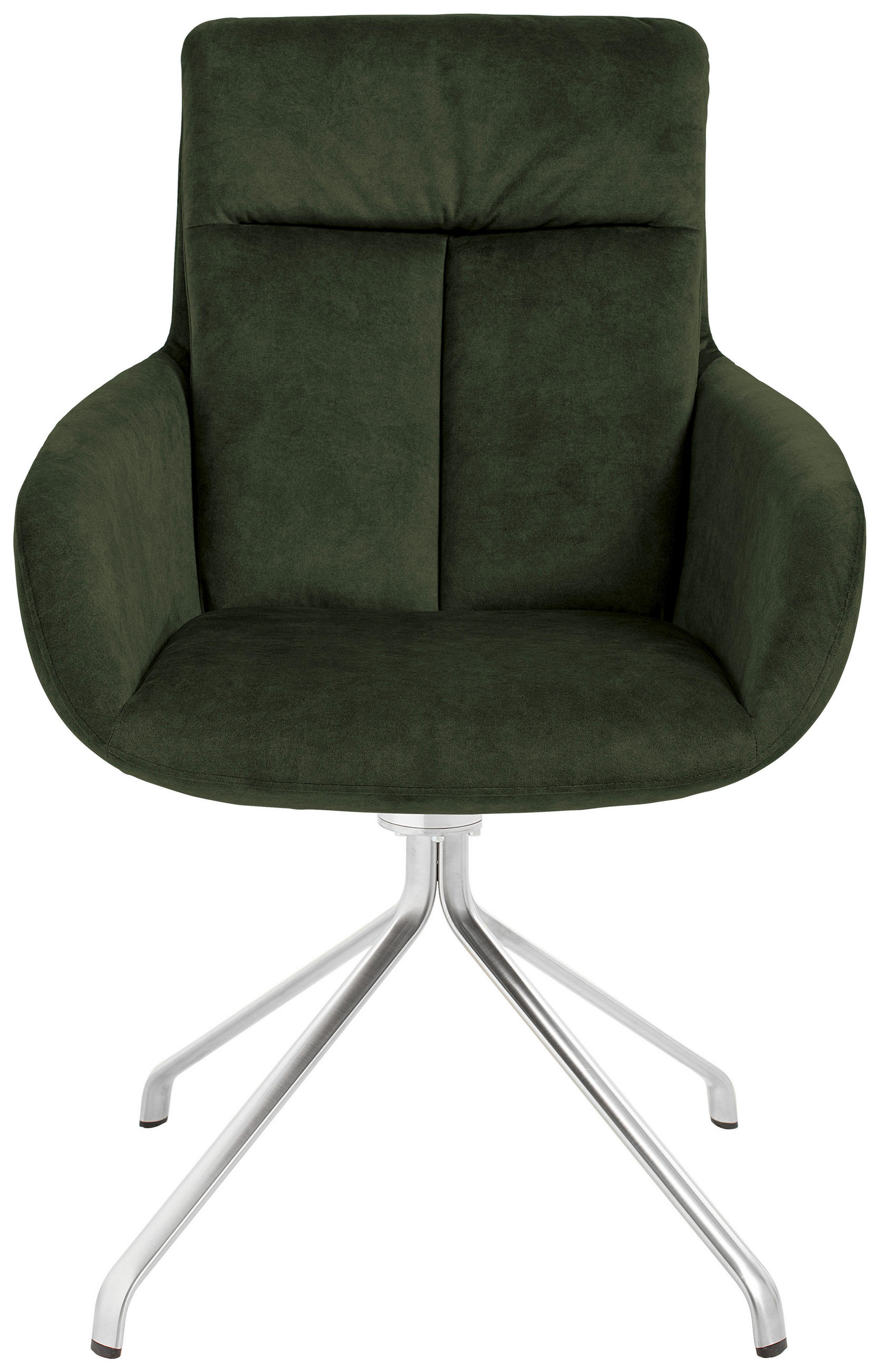 ARMLEHNSTUHL drehbar  in Edelstahl Velours  - Dunkelgrün/Edelstahlfarben, Design, Textil/Metall (61/90/64cm) - Venjakob