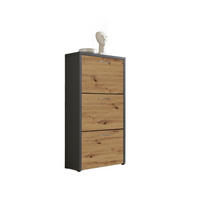 SCHUHKIPPER - Anthrazit/Silberfarben, MODERN, Holzwerkstoff/Kunststoff (61/115/25cm) - MID.YOU