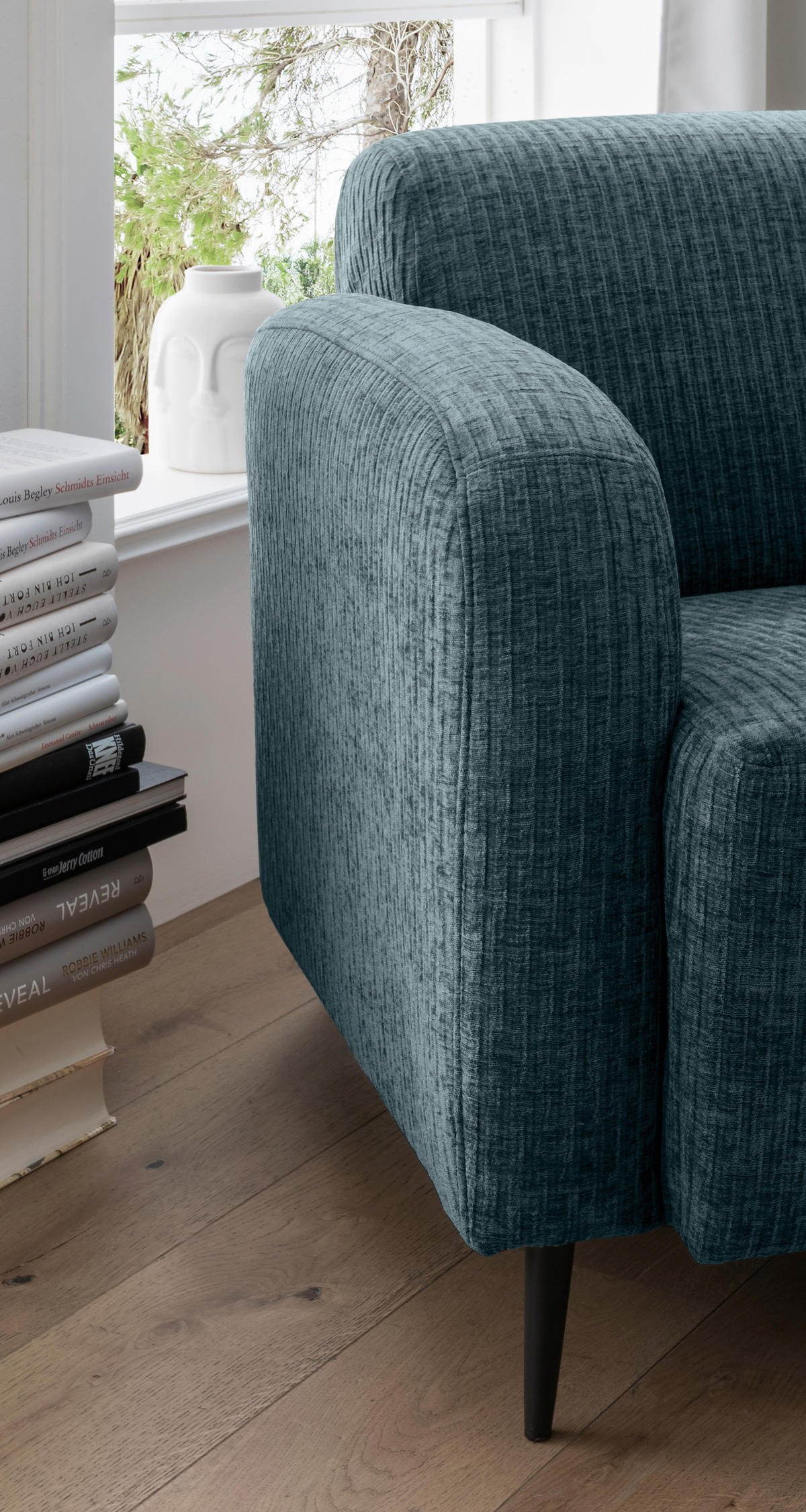 SESSEL in Velours Blau  - Blau/Schwarz, Modern, Textil/Metall (85/76/90cm) - Livetastic