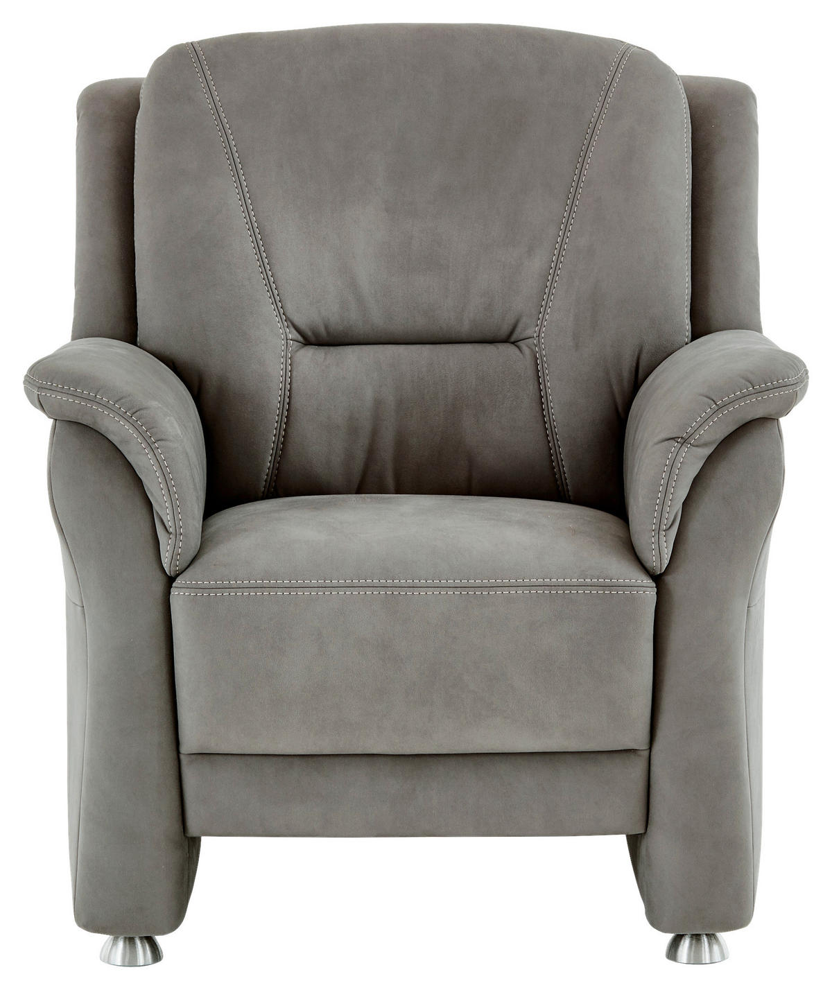 SESSEL in Mikrofaser Grau  - Beige/Alufarben, Konventionell, Textil/Metall (90/100/89cm) - Beldomo Comfort
