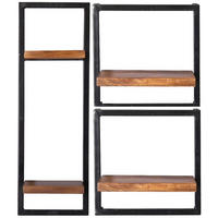 WANDREGALSET 65/75/25 cm  - Schwarz/Naturfarben, Design, Holz/Metall (65/75/25cm) - MID.YOU