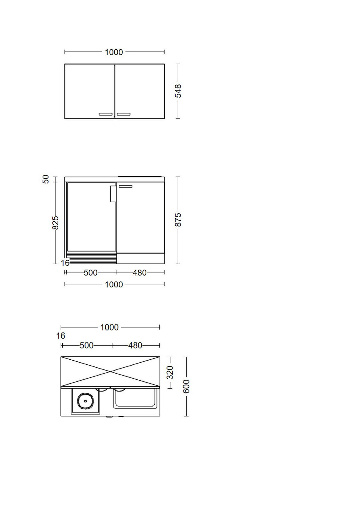 MINIKUCHYŇA NANO 100 - farba buka/farba ušľachtilej ocele, Modern, kompozitné drevo/plast (100cm) - FlexWell