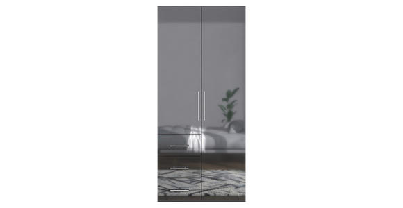 KLEIDERSCHRANK in Anthrazit, Anthrazit Hochglanz - Anthrazit/Anthrazit Hochglanz, KONVENTIONELL, Holzwerkstoff/Metall (98/219/59cm) - Carryhome