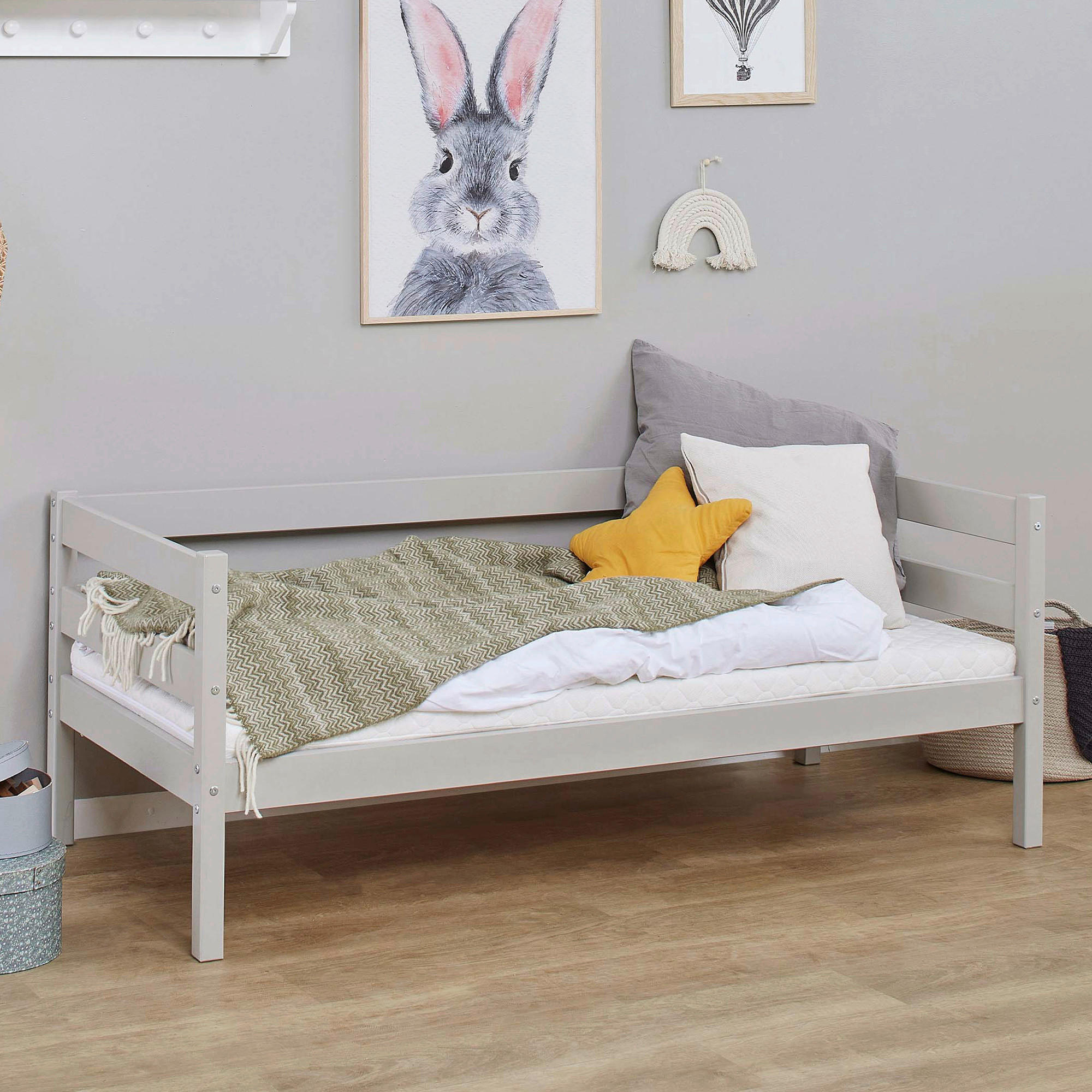 KINDER-/JUNIORBETT - Kieferfarben/Grau, MODERN, Holz (70/160cm) - MID.YOU