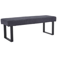 SITZBANK 140/49/47 cm Leinenoptik Dunkelgrau  - Dunkelgrau/Schwarz, KONVENTIONELL, Textil/Metall (140/49/47cm) - MID.YOU