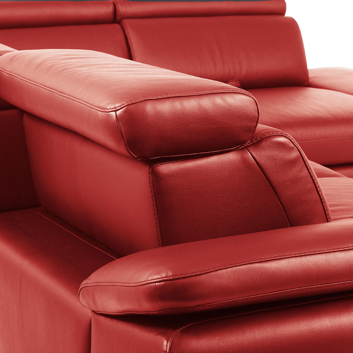 ECKSOFA  in Lederlook Echtleder Rot  274/220 cm  - Rot/Schwarz, Design, Leder/Textil (274/220cm) - Livetastic
