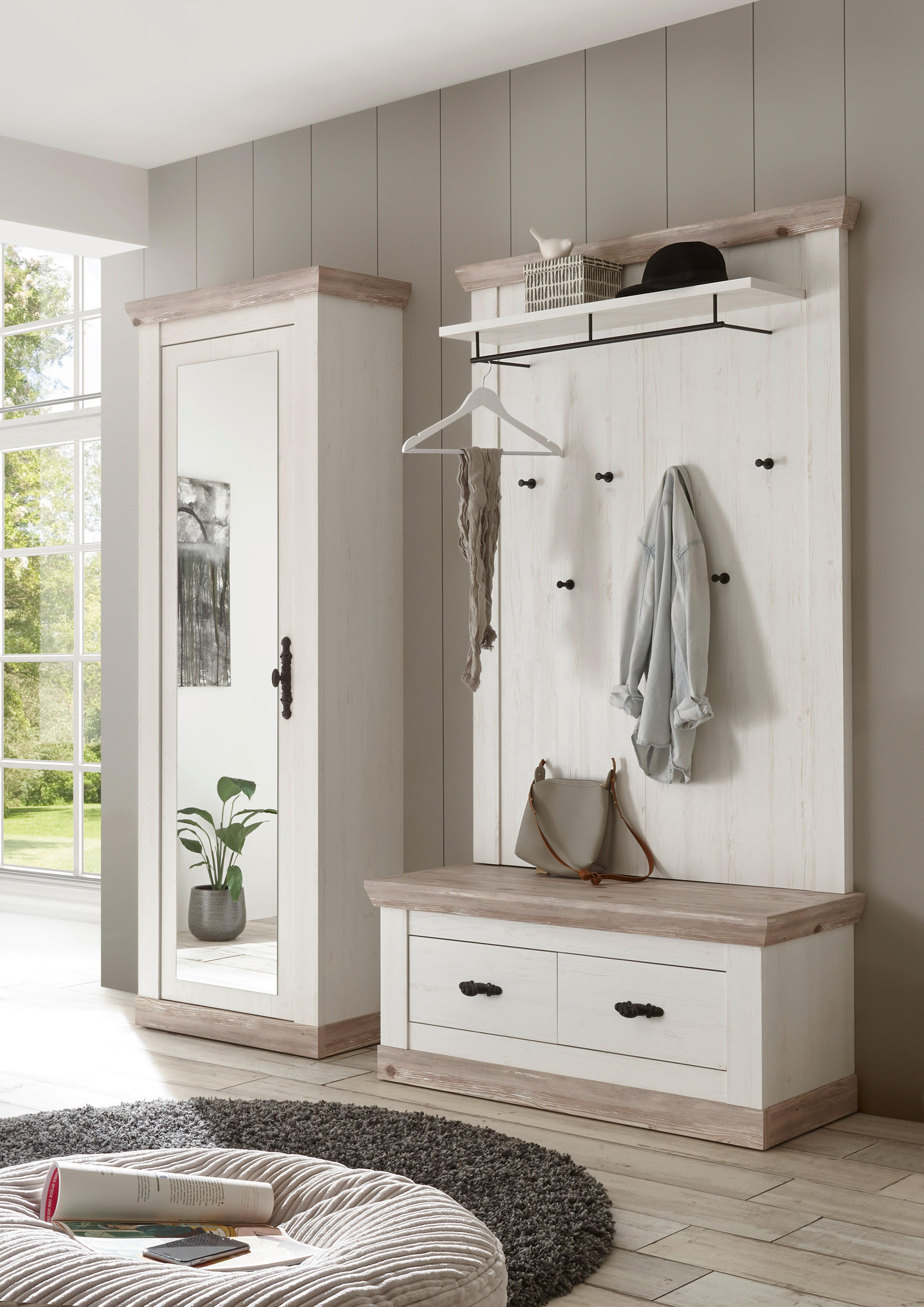 GARDEROBE 3-teilig in 190/201/45 cm - Hellbraun/Pinienfarben, Design, Holzwerkstoff (190/201/45cm) - MID.YOU