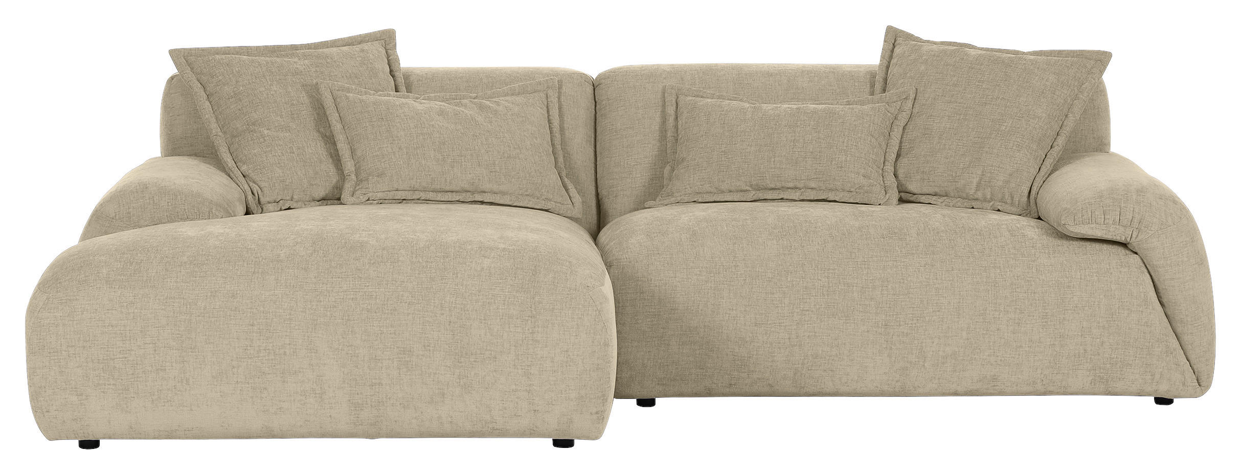 ECKSOFA Beige Flachgewebe  - Beige/Schwarz, KONVENTIONELL, Kunststoff/Textil (174/274cm) - Carryhome