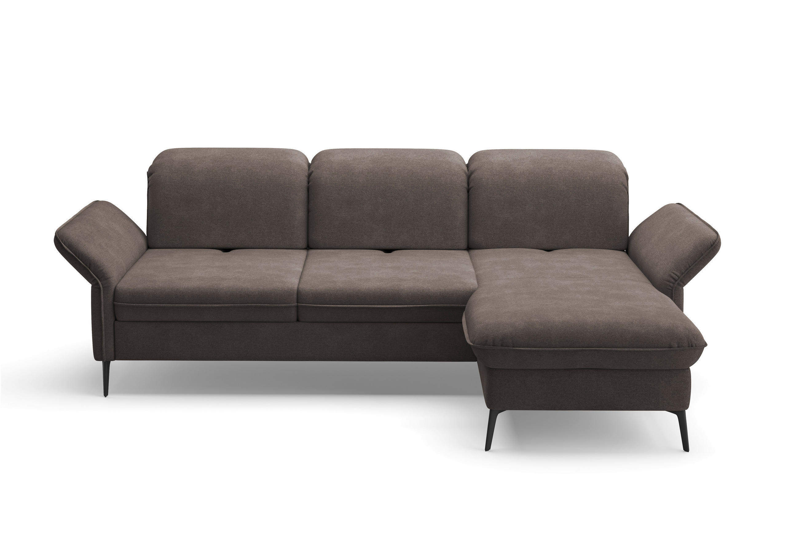 ECKSOFA in Flachgewebe Graphitfarben  - Schwarz/Graphitfarben, Konventionell, Textil/Metall (264/198cm) - Sit & More