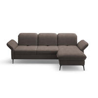 ECKSOFA Graphitfarben Flachgewebe  - Schwarz/Graphitfarben, KONVENTIONELL, Textil/Metall (264/198cm) - Sit & More