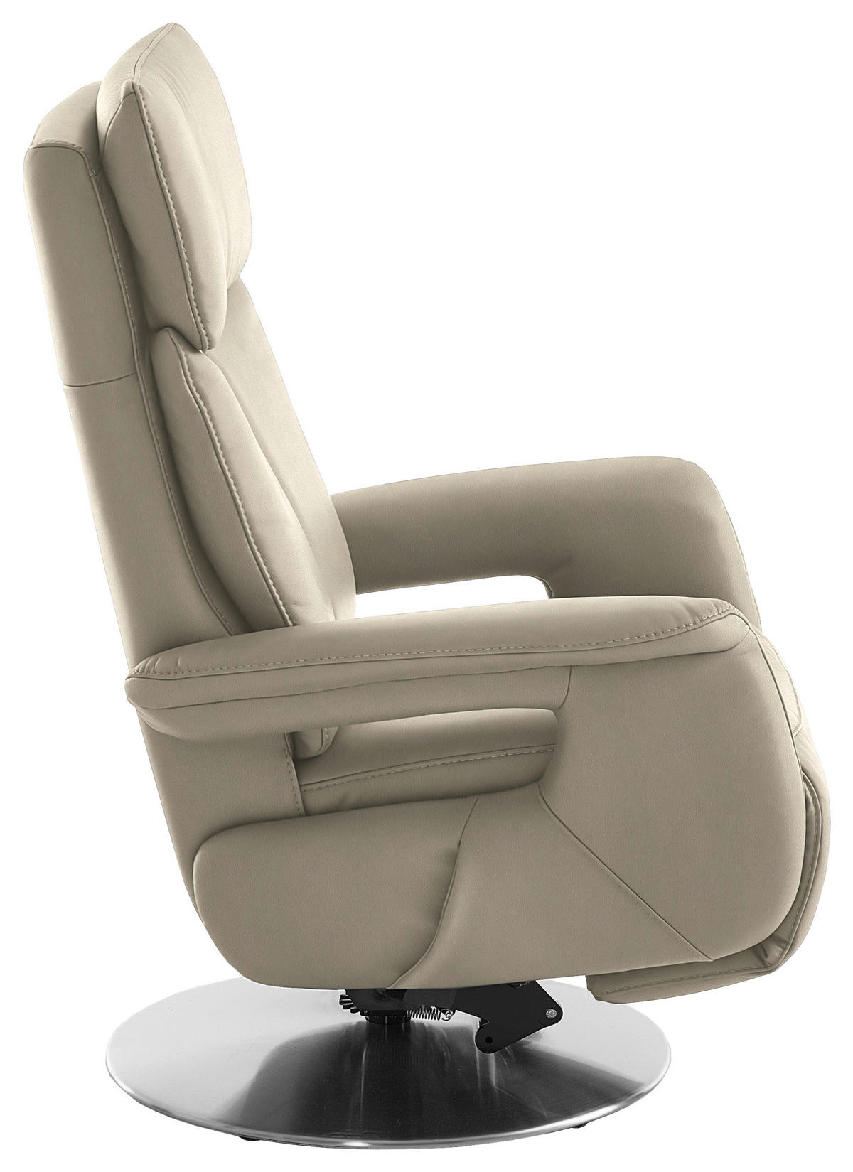 RELAXSESSEL in Leder Creme  - Edelstahlfarben/Creme, Design, Leder/Metall (78/112/85cm) - Cantus