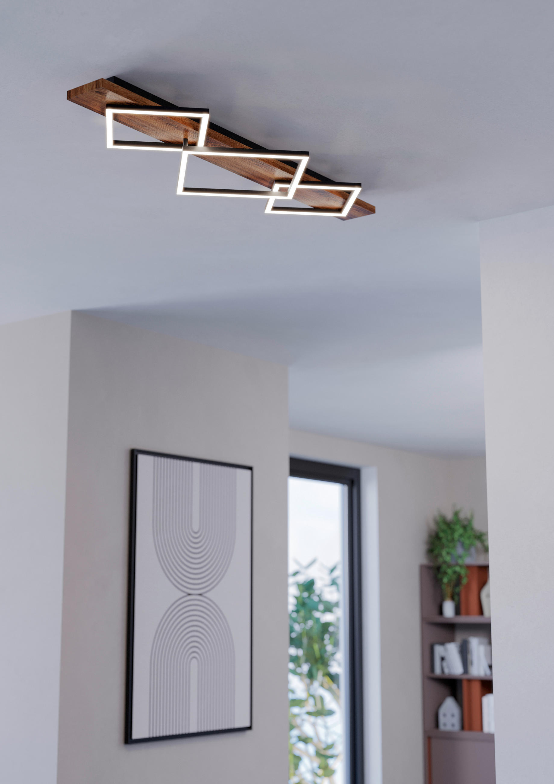 LED-DECKENLEUCHTE BOYAL 101/40,5/9,5 cm   - Eichefarben/Schwarz, Natur, Holz/Kunststoff (101/40,5/9,5cm) - Eglo
