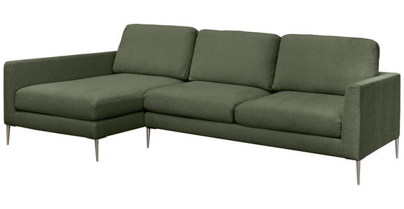 ECKSOFA Grün Chenille Rückenkissen, Rücken echt  - Silberfarben/Grün, KONVENTIONELL, Textil/Metall (143/284cm) - Carryhome