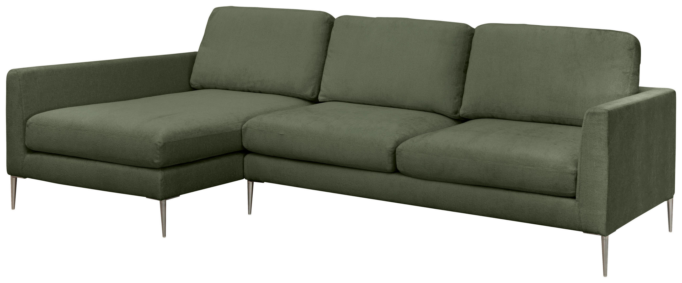 ECKSOFA Grün Chenille  - Silberfarben/Grün, KONVENTIONELL, Textil/Metall (143/284cm) - Carryhome
