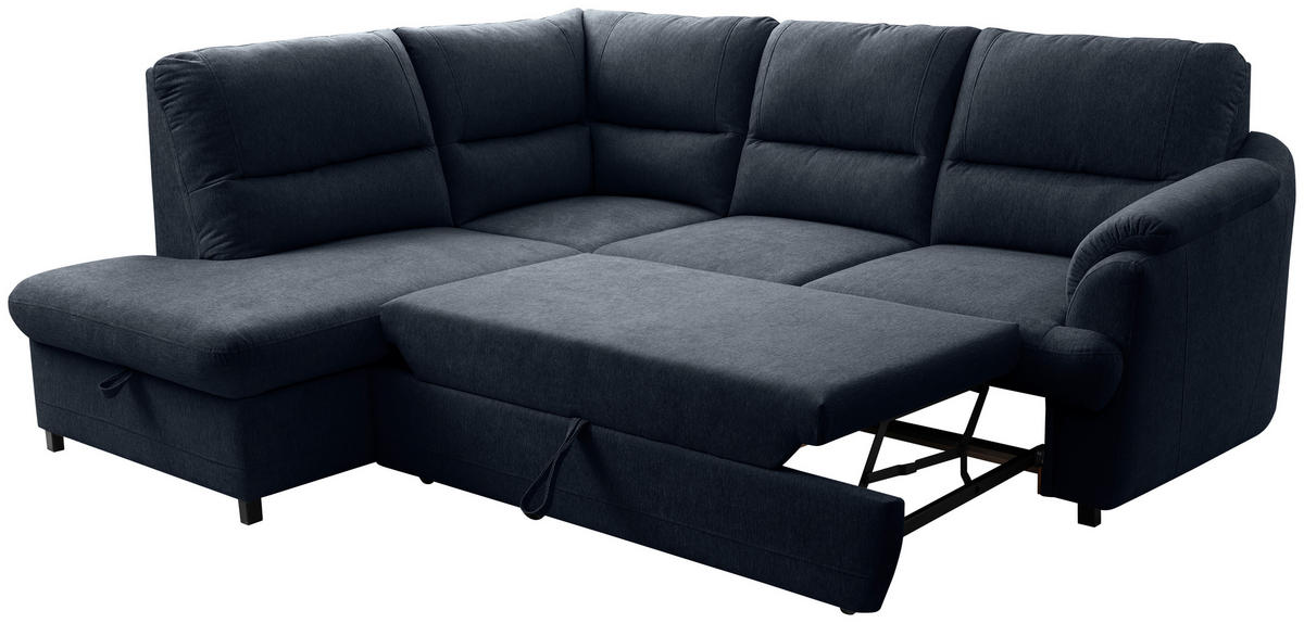 ECKSOFA Dunkelblau  - Greige/Schwarz, Basics, Holz/Textil (200/240cm) - MID.YOU