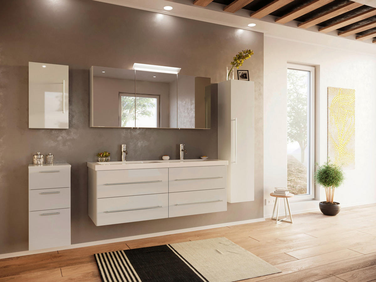 SPIEGELSCHRANK 140/62/17 cm  - Weiß Hochglanz, MODERN, Glas/Holzwerkstoff (140/62/17cm) - MID.YOU