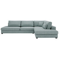 ECKSOFA in Bouclé, Plüsch Hellblau  - Schwarz/Hellblau, Design, Kunststoff/Textil (332/244cm) - Livetastic