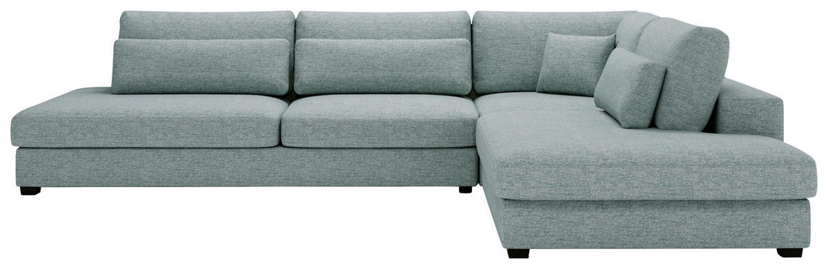 ECKSOFA in Bouclé, Plüsch Hellblau  - Schwarz/Hellblau, Design, Kunststoff/Textil (332/244cm) - Livetastic