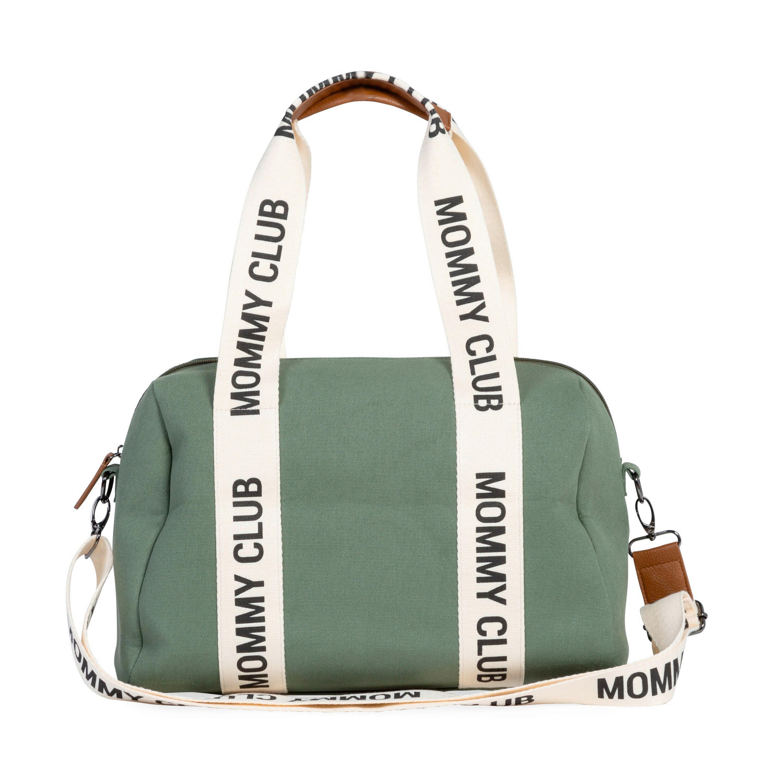 Childhome Wickeltasche Mommy Club Signatur Grün Canvas Grün, Weiß 38x21x27 cm