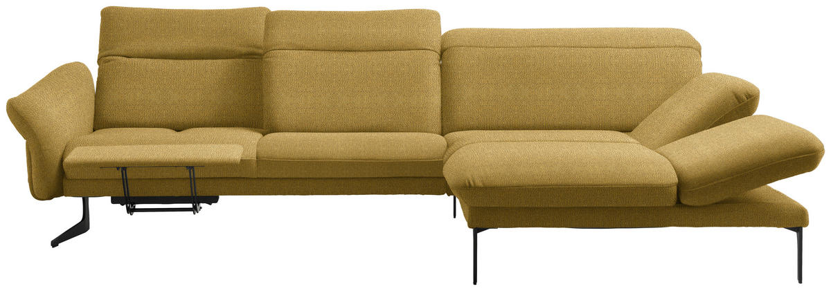 ECKSOFA in Webstoff Currygelb  - Currygelb/Anthrazit, Design, Textil/Metall (299/203cm) - Himolla