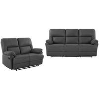 SITZGARNITUR Mikrofaser Grau  - Schwarz/Grau, KONVENTIONELL, Textil/Metall - Livetastic