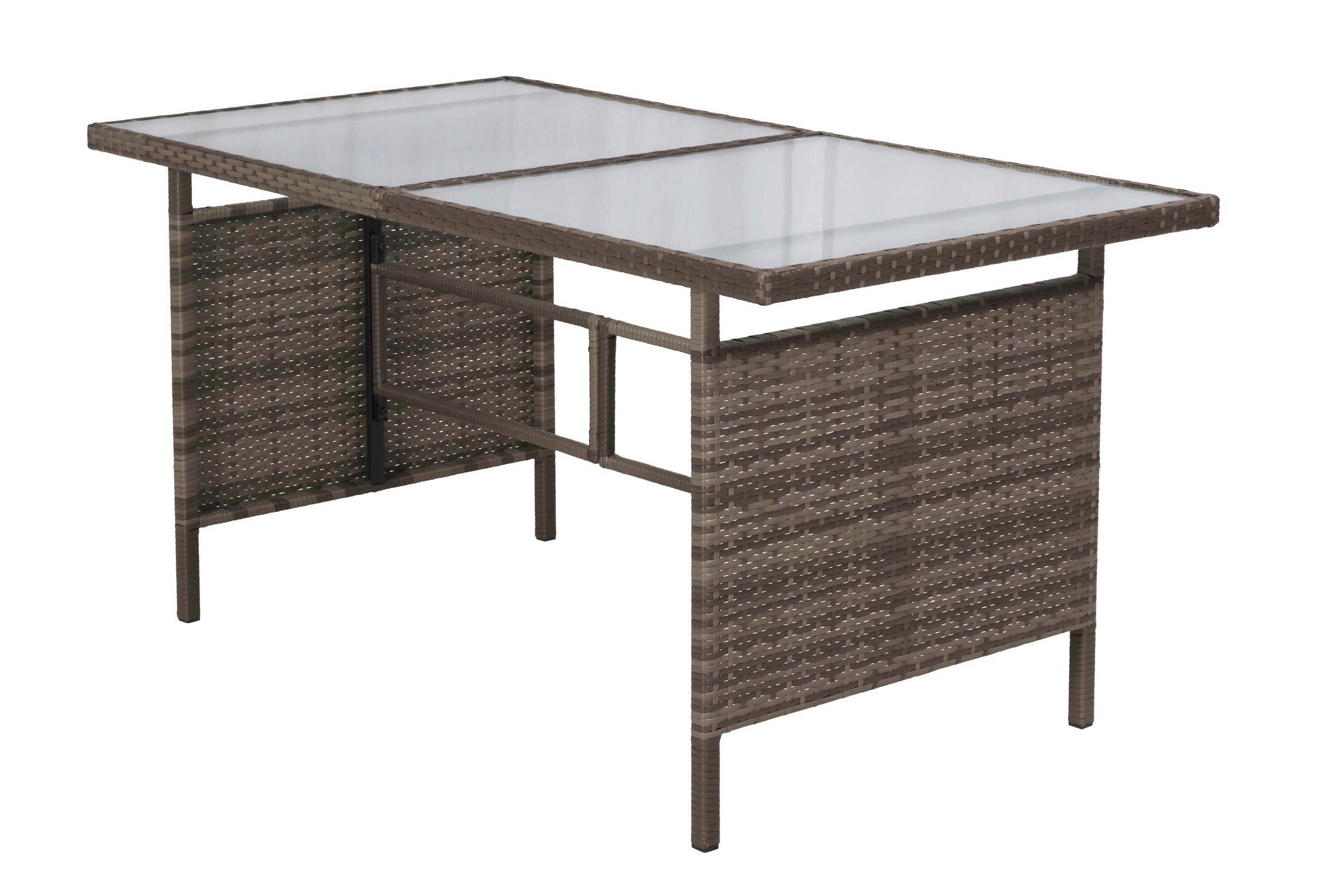 GARTENTISCH Metall, Kunststoff, Glas Grau rechteckig  - Grau, KONVENTIONELL, Glas/Kunststoff (150/80/75,5cm) - Gardenson