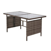 GARTENTISCH Metall, Kunststoff, Glas Grau rechteckig  - Grau, KONVENTIONELL, Glas/Kunststoff (150/80/75,5cm) - Gardenson