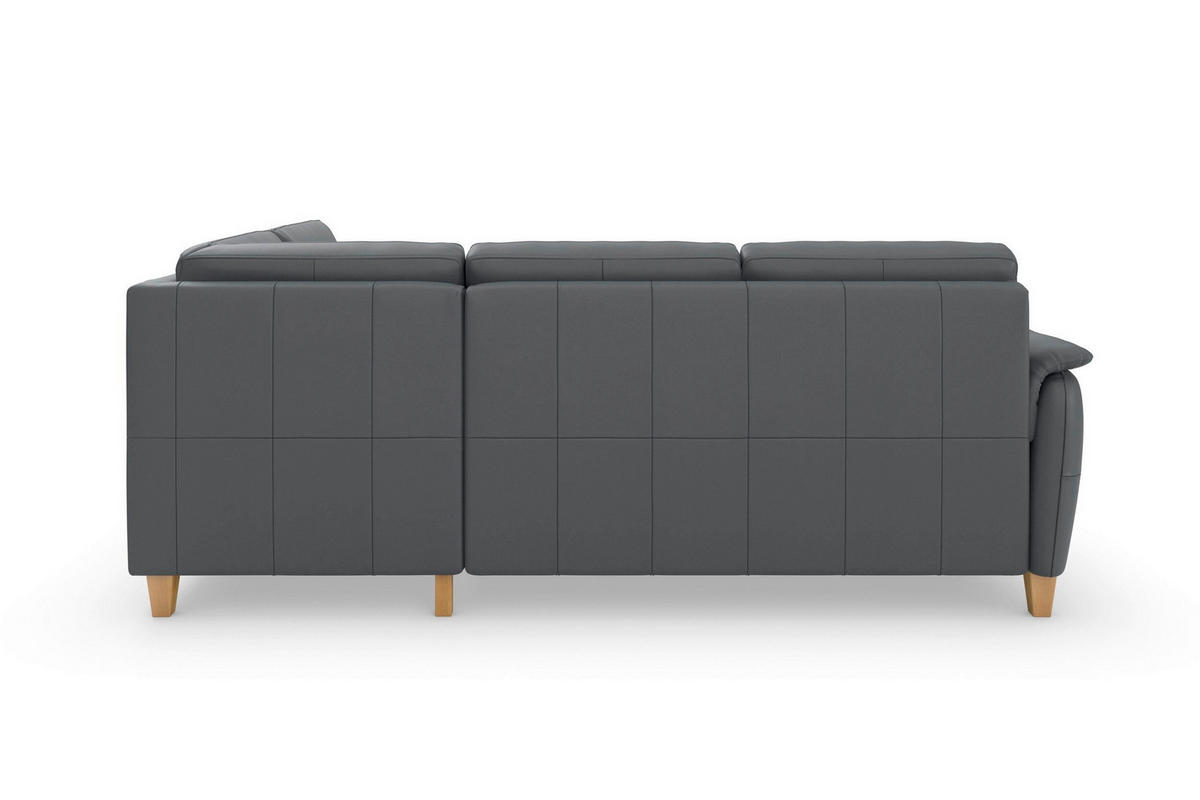 ECKSOFA PALMERA E Schwarz Echtleder  - Eichefarben/Schwarz, Basics, Leder/Holz (236/212cm) - Sit & More