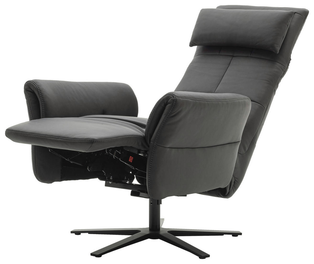 RELAXSESSEL in Leder Anthrazit  - Anthrazit/Schwarz, Design, Leder/Metall (81/92/120/82cm) - Schöner Wohnen