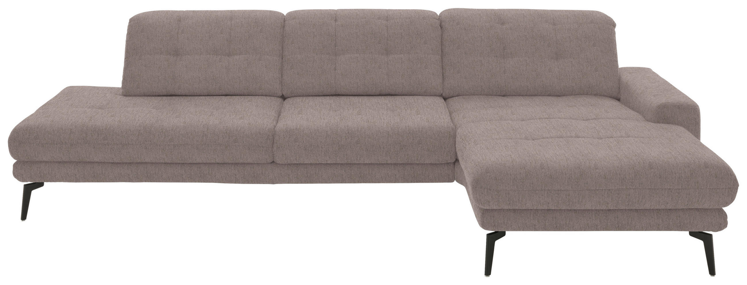 ECKSOFA in Flachgewebe Silberfarben  - Silberfarben/Schwarz, Design, Textil/Metall (309/190cm) - Beldomo Style