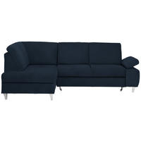 ECKSOFA in Flachgewebe Dunkelblau  - Silberfarben/Dunkelblau, Konventionell, Holz/Textil (186/255cm) - Cantus