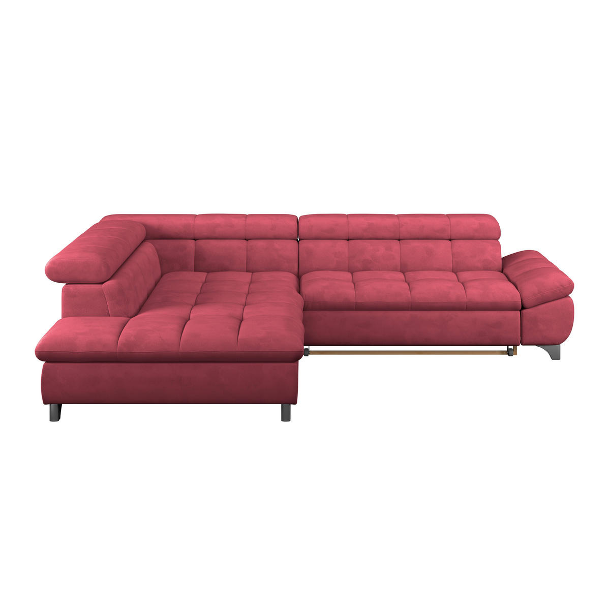 ECKSOFA Rot Chenille  - Chromfarben/Rot, KONVENTIONELL, Textil/Metall (234/312cm) - Livetastic