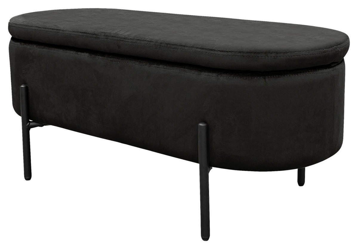 SITZBANK 95/42/37,5 cm Samt Schwarz  - Schwarz, Design, Textil/Metall (95/42/37,5cm) - MID.YOU