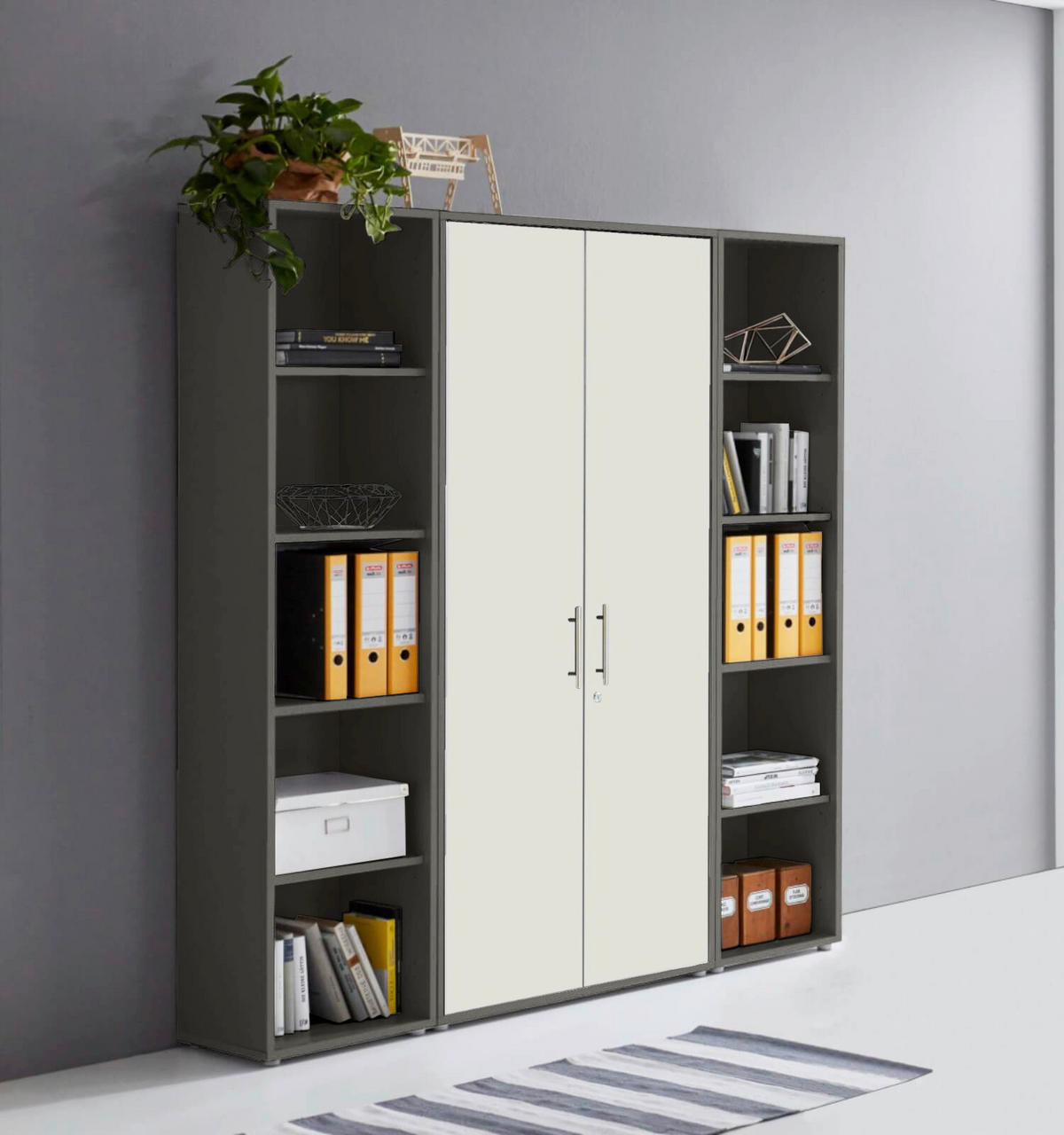 AKTENSCHRANK 172,6/185,6/33 cm  - Anthrazit/Weiß, MODERN, Holzwerkstoff (172,6/185,6/33cm) - MID.YOU