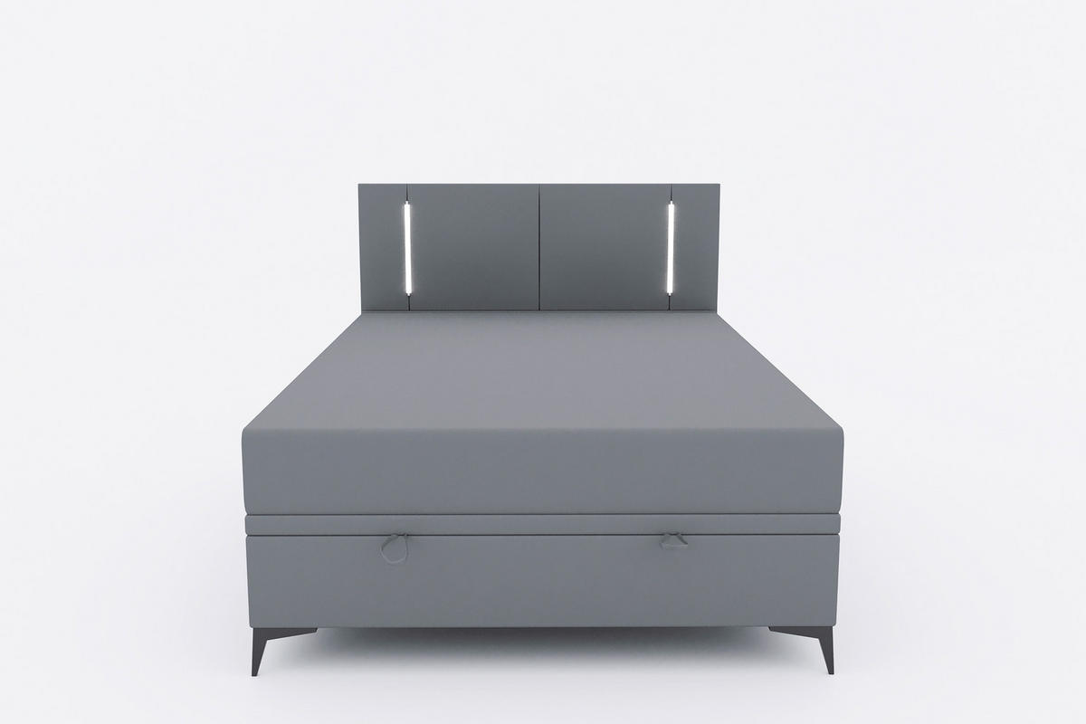 BOXBETT 140/200 cm  in Dunkelgrau  - Dunkelgrau/Schwarz, KONVENTIONELL, Textil/Metall (140/200cm) - Modante