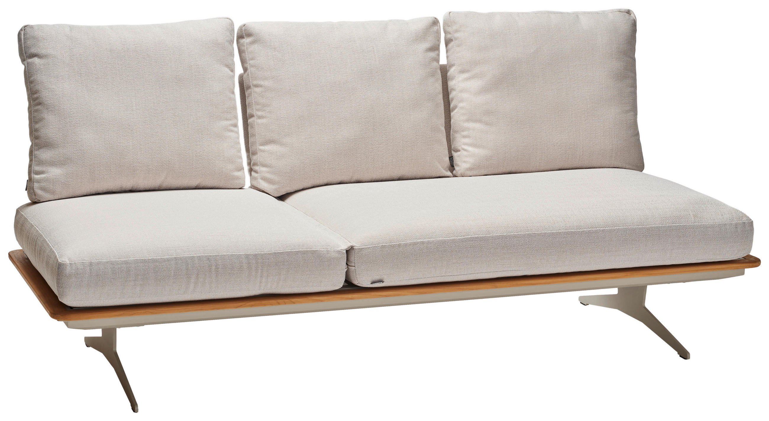 LOUNGESOFA  - Greige/Teakfarben, Basics, Holz/Textil (206/85/95cm) - Stern